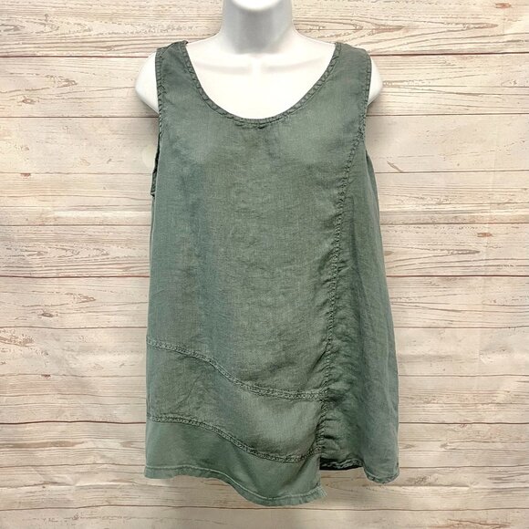Flax Sage Green Asymmetrical Blouse - Picture 1 of 7
